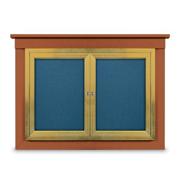24"x36" 1-Door Enclosed Letterboard, Header, Green Felt/Cherry